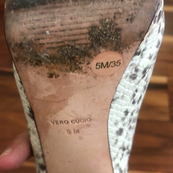 BCBGMAXAZRIA PYTHON DUNE LEATHER PLATFORM OPEN TOE SLING BACK SANDALS SIZE 5M - Picture 11 of 15